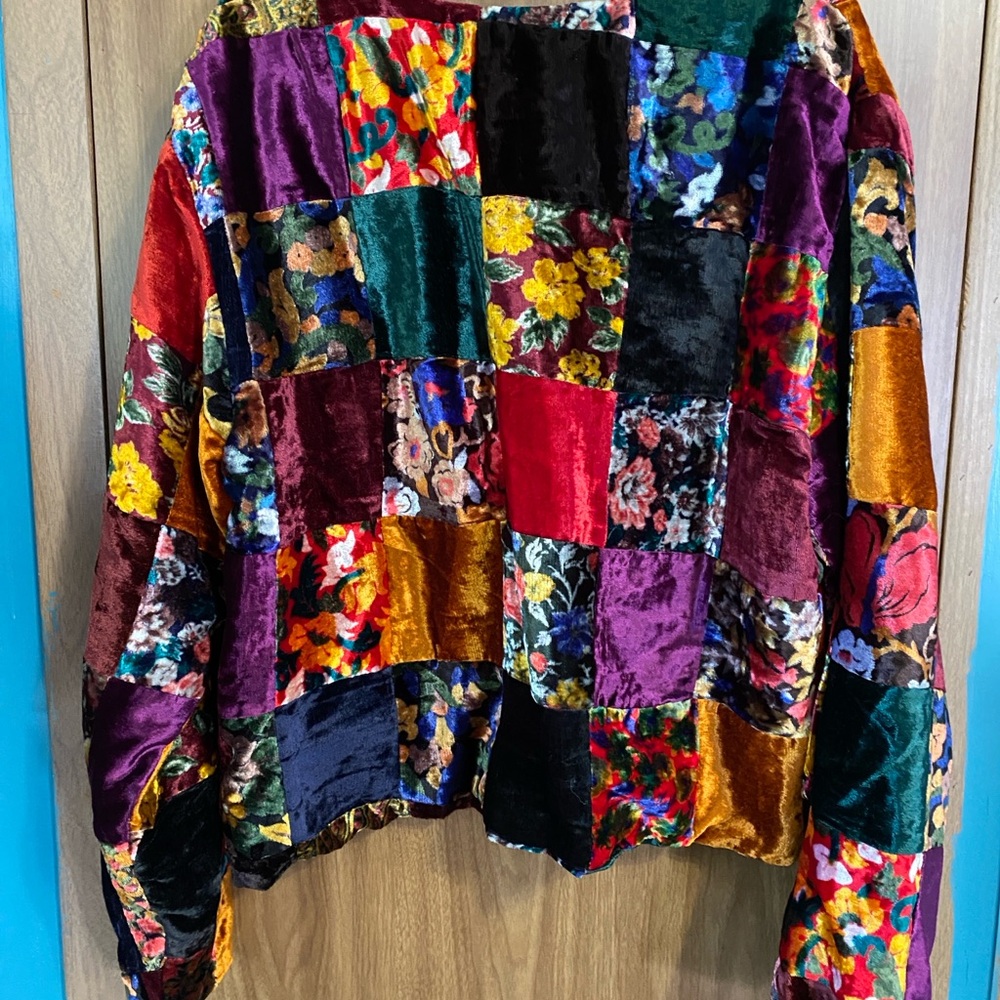 Colorful Patchwork Velvet Jacket VINTAGE EUC - Picture 7 of 9
